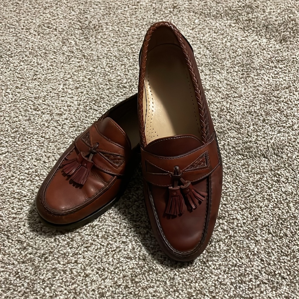 Allen Edmonds Brown Leather Slip-On Loafers With Tassels